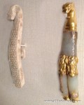 Garment Hook, China, Jade with Gold, 2nd Century BC